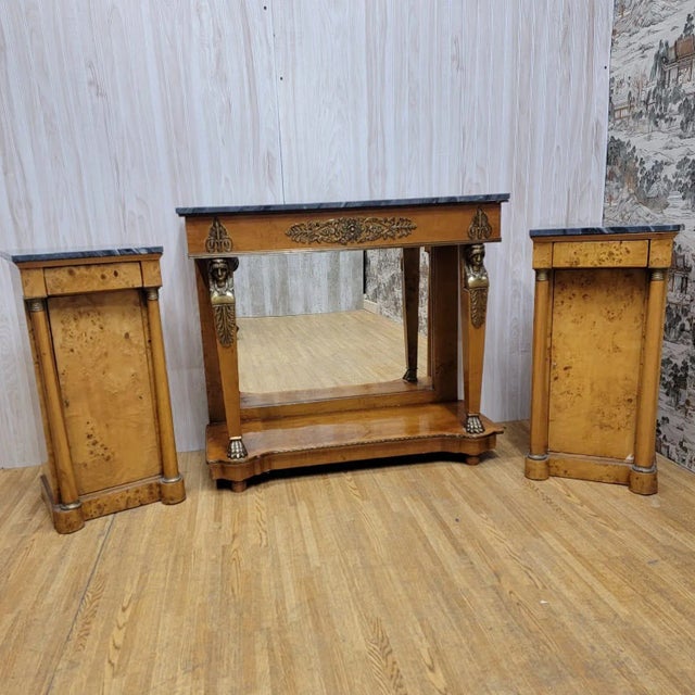 Antique Biedermeier Style Console Table With 2 Side Chests For Sale - Image 12 of 12