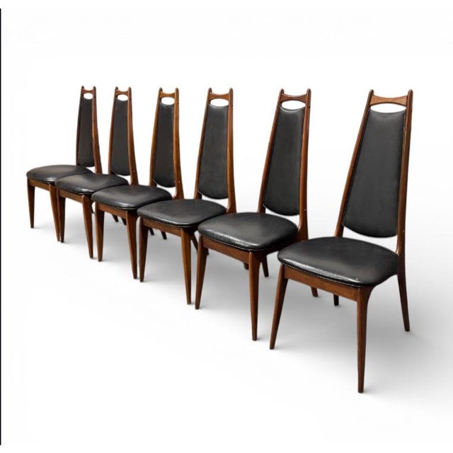 Wood Mid 20th Century A Set of 6 Vintage Very Rare Find High Back Dining Chairs Attributed to Adrian Pearsall For Sale - Image 7 of 8