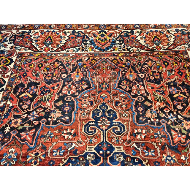 Vintage Oversize Persian Bakhtiari Rug, Hand-Knotted Wool, Geometric Pattern, Burgundy & Ivory, 11x15 For Sale - Image 14 of 16