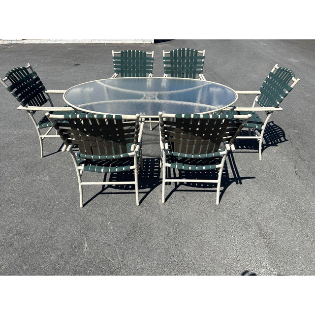 Perfect for your outdoor space! The table measures 72x48x29 and the chairs measure 20.5x24x37 There is some wear from age...