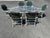 Perfect for your outdoor space! The table measures 72x48x29 and the chairs measure 20.5x24x37 There is some wear from age...