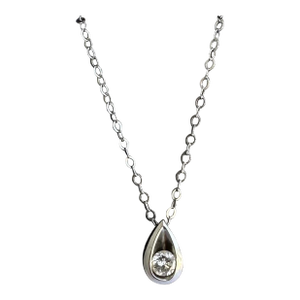 Natural Diamond Solitaire Necklace in 14kt White Gold - 0.25ctw, 18", New