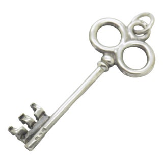 Vintage European Decorative Key Pendant in Silver 835, 1970s For Sale