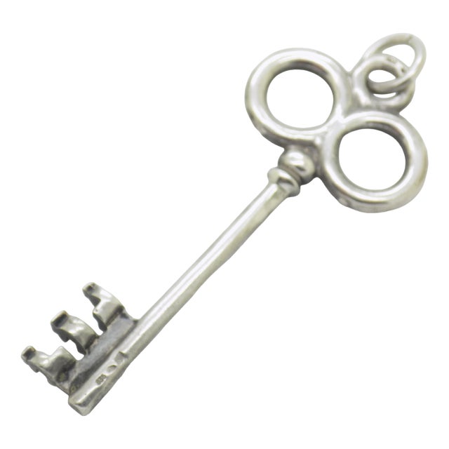 Vintage European Decorative Key Pendant in Silver 835, 1970s For Sale