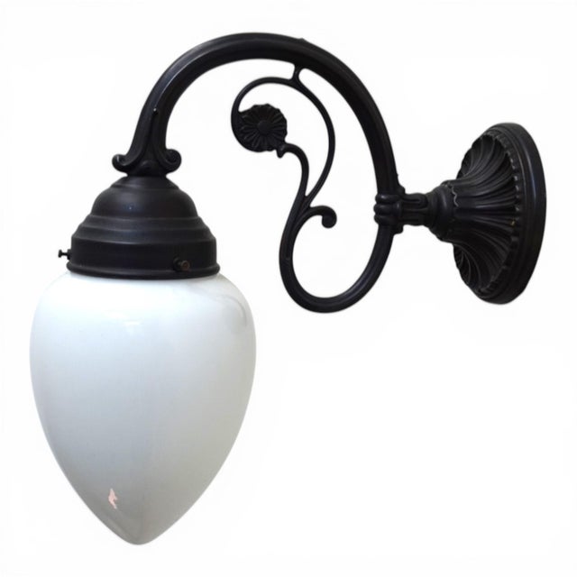 Art Nouveau Brass and Glass Wall Lamps, 1980s, Set of 2 For Sale - Image 13 of 17