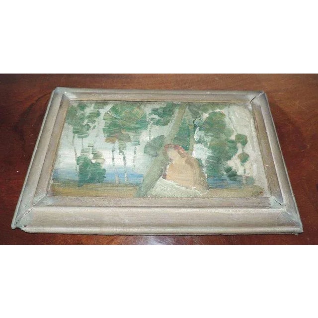 Green 1920s American Impressionist Edward Scholl Oil Painting For Sale - Image 8 of 11