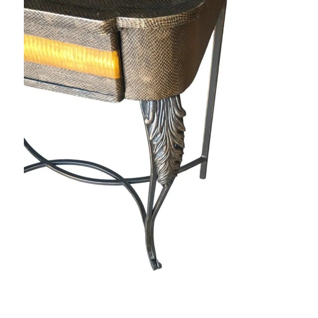 Wood Late 20th Century Reptillian Snakeskin Side Accent Table For Sale - Image 7 of 12
