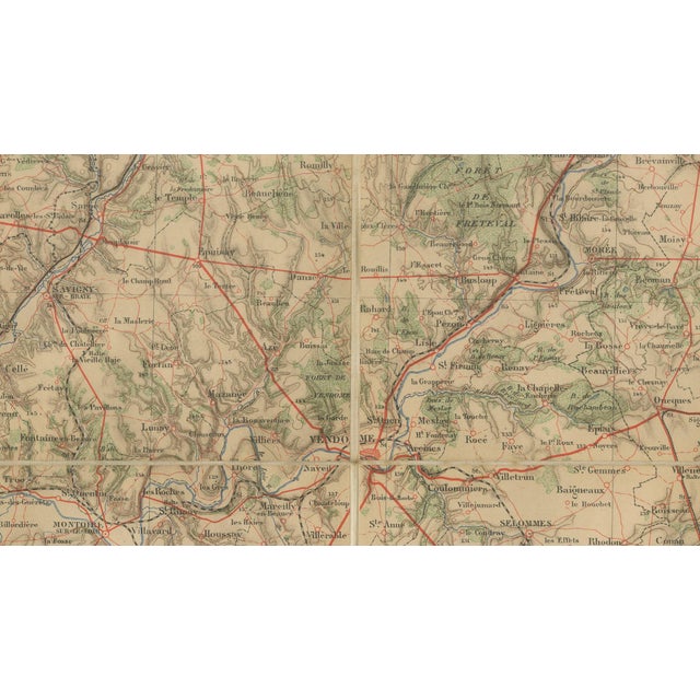 Antique French Folding Map of Tours by Le Mans & Chartres, 1902 For Sale - Image 3 of 10