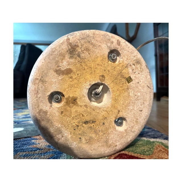 Vintage Metal Ribbon Bow Floor Lamp With Travertine Base For Sale - Image 9 of 10