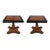 Late 20th Century Baker Furniture Campaign Style Black & Natural Pedestal End Tables a Pair For Sale
