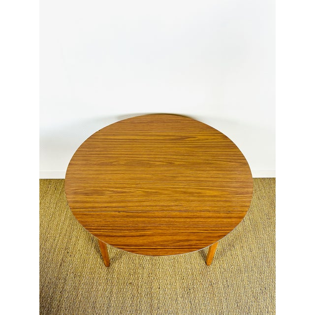 1970s Vintage Round Dining Table with Drop Leaves, 1970s For Sale - Image 5 of 14