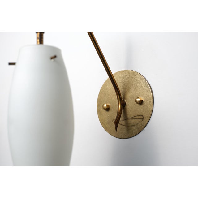 1950s Vintage Italian Wall Sconces in Brass and Opaline Glass, 1950s, Set of 2 For Sale - Image 5 of 12