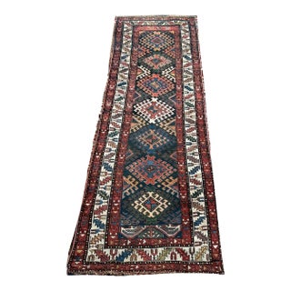 Antique Kazak Runner with “Stutter Design” 3.6 x 9.8 For Sale