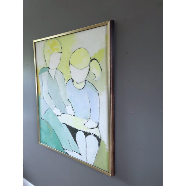 Mid 20th Century Mid-Century Modern 'Afternoon Lesson' Expressive Figurative Oil Painting by Swedish Artist Hans Osswald (1919-1983), Framed For Sale - Image 5 of 13