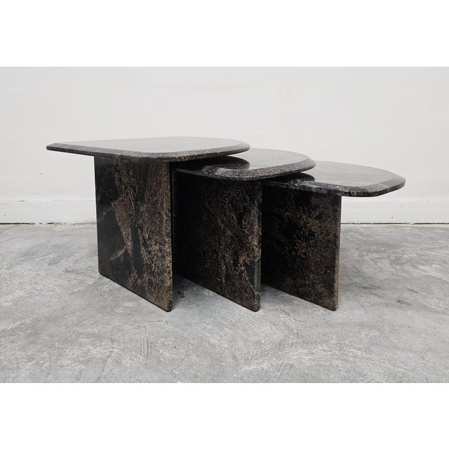 1980s Postmodern Nesting Tables in Granite, Italy, 1980s, Set of 3 For Sale - Image 5 of 15