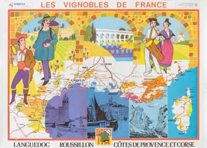 1960s Original French Alcohol Poster, Les VIgnobles De France, Cotes De Provence Et Corse