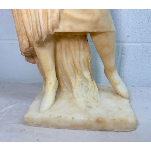 Large Antique Hand Carved Alabaster Stone Lady Woman Sculpture Statue Art Marble For Sale - Image 4 of 16