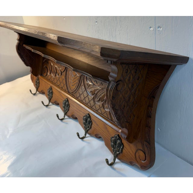 Brown Vintage French Coat or Pot Rack With Bonus Shelf For Sale - Image 8 of 9