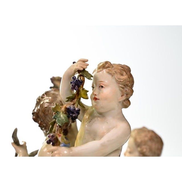 Meissen, Allegory of Autumn Porcelain Sculpture with Gold Accents, Porcelain For Sale - Image 5 of 6