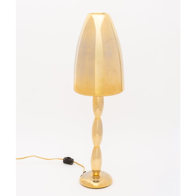Late 20th Century Mid-Century Modern Style Gold-Tone Table Lamp For Sale - Image 5 of 6