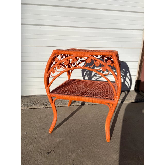 Mid 20th Century Vintage Painted Wicker Rattan Table For Sale - Image 12 of 13