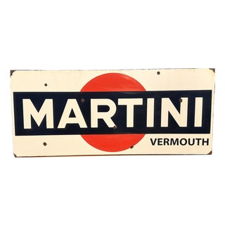 Vintage Martini Vermouth Sign in Enameled Metal, 1960s For Sale