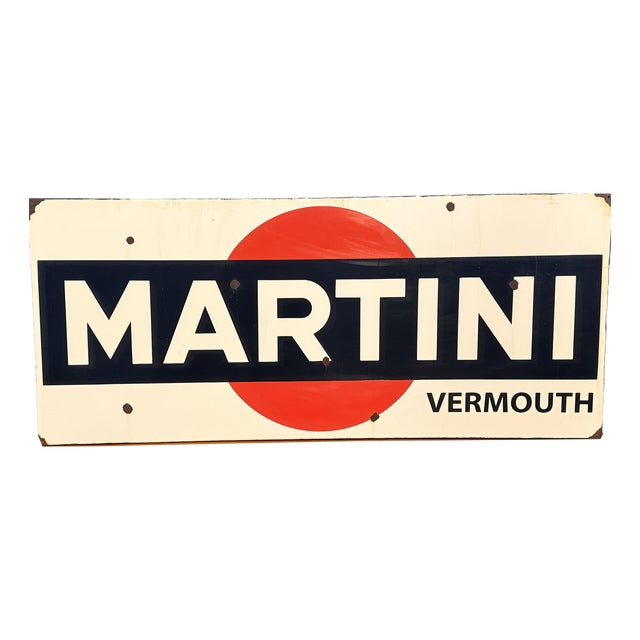 Vintage Martini Vermouth Sign in Enameled Metal, 1960s For Sale