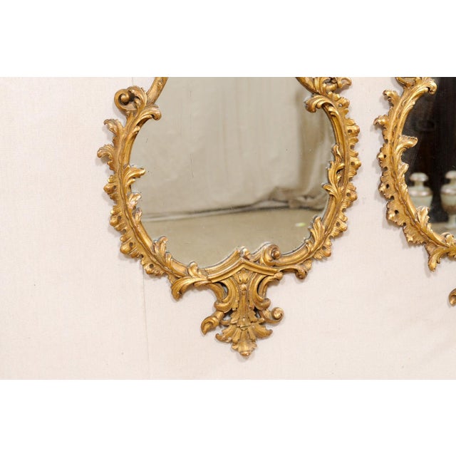 Wood Pair of Mid 20th Century Rococo Style Gilt Mirrors, Italy For Sale - Image 7 of 11