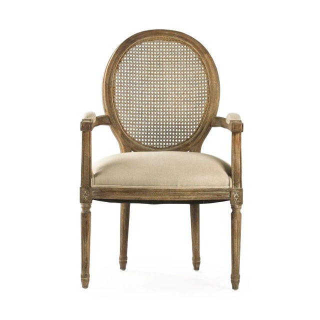 French Country Everest Medallion Arm Chair in Cane/Beige For Sale - Image 3 of 3