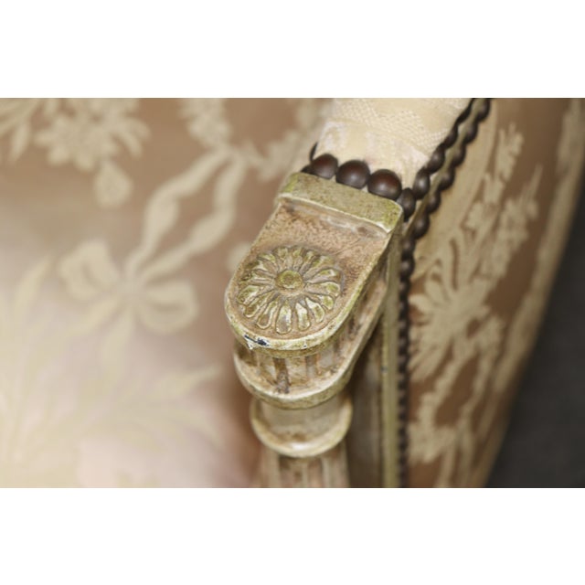 Wood Pair of French Louis XVI Style Paint Decorated Bergère Chairs by Maison Jansen For Sale - Image 7 of 15