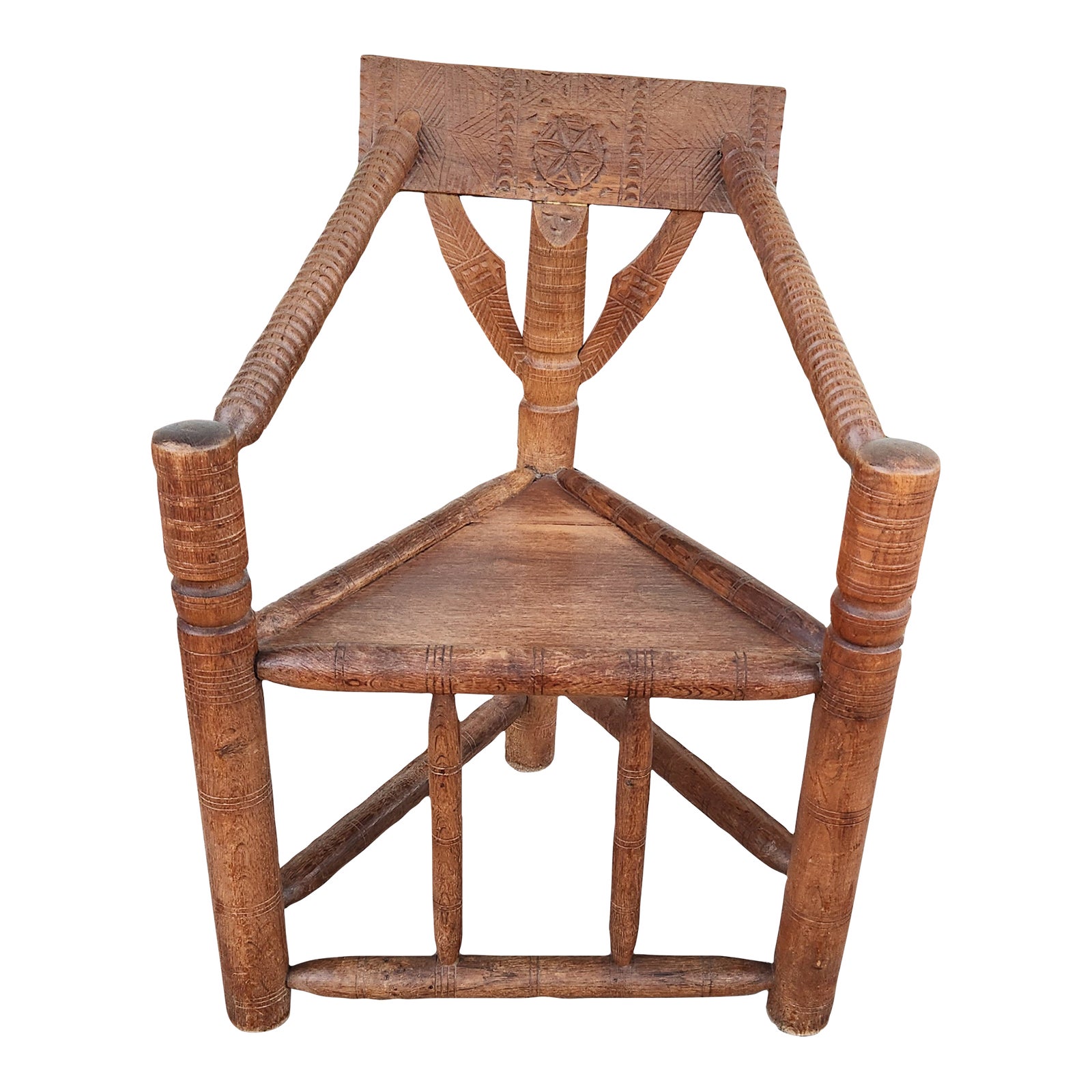 1960s Triangular Oak Armchairs Chair | Chairish