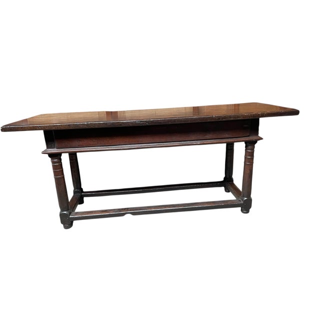Wood Spanish Walnut Refectory Table with Drawers, Wrought Iron Ball Handles and Turned Legs, 1600s For Sale - Image 7 of 9