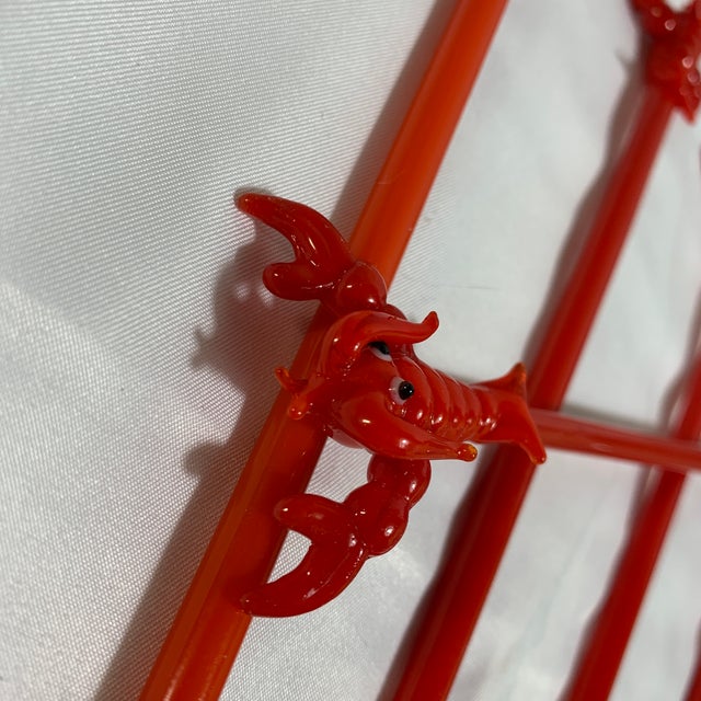 Vintage Crate and Barrel Hand Blown Glass Lobster Swizzle Sticks / Cocktail Stirrers - Set of 5 For Sale - Image 4 of 6