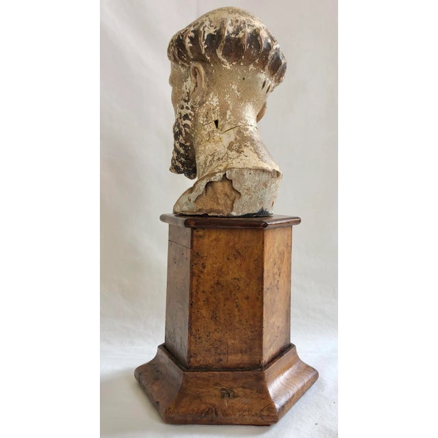 Spanish 18th Century Spanish Colonial Carved Wooden Head of a Saint For Sale - Image 3 of 10