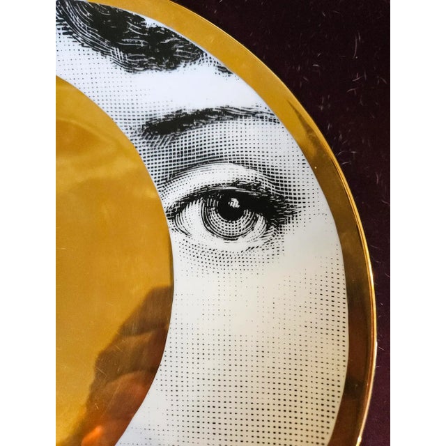 Early 21st Century Fornasetti Gold Tema E Variazioni Wall Plate No. 39, Lina Cavalieri as the Moon For Sale - Image 5 of 9