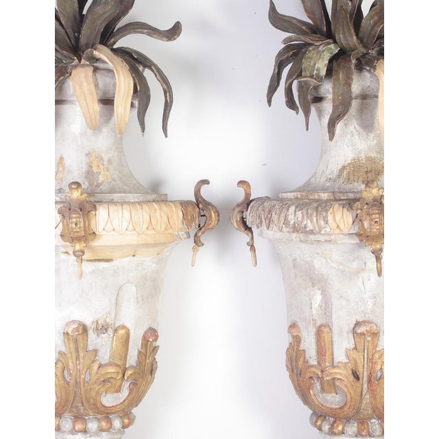 Wood Large 18th Century Bohemian Decorative Lime Wood Vases, Set of 2 For Sale - Image 7 of 18