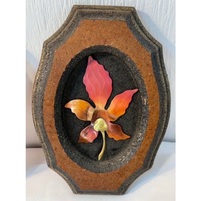Brutalist Vintage Mid Century Brutalist Metal Sculpture Mushroom and Leaves Wall Plaques - A Pair For Sale - Image 3 of 5