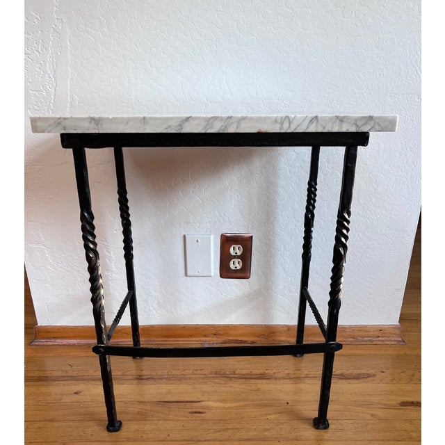 1960s Mediterranean Wrought Iron Marble Side / Occasional Table For Sale - Image 17 of 18