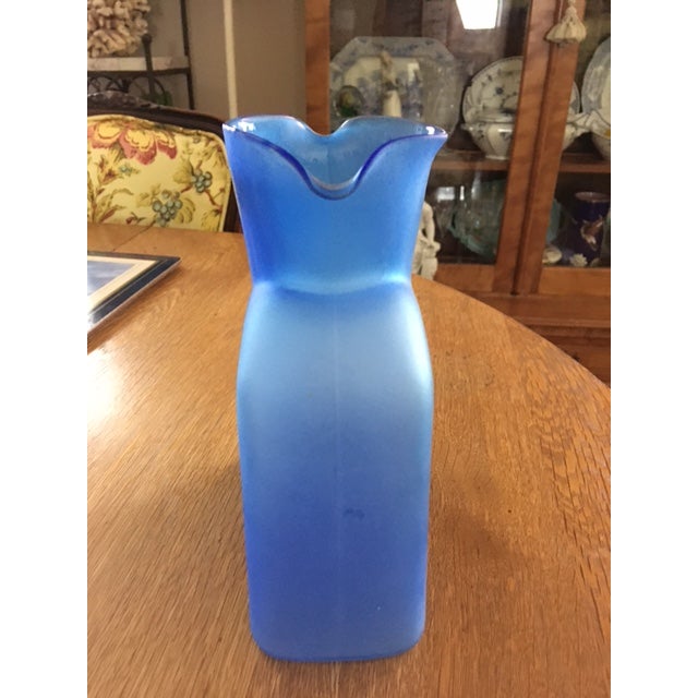 Mid-Century Modern Blenko Water Pitcher Frosted Blue For Sale - Image 3 of 9