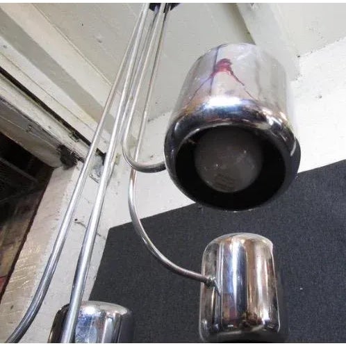 Metal Mid-Century Hanging Chrome Metal Lamp For Sale - Image 7 of 9