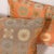 Orange Pair of Silk & Down Stuffed Pillows in Orange & Emerald Green Eastern Patterning For Sale - Image 8 of 10
