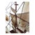 Large Handcrafted Wooden Three-Masted Sailing Ship Model With Cloth Sails For Sale - Image 9 of 12
