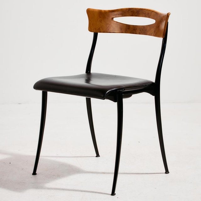 The ‘Coro’ dining chair designed by Luigi Origlia for Origlia Italy in the 1980s. The chair’s frame is made of metal, the...