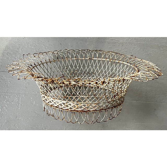Antique 19th Century French Victorian Oval Wire Garden Basket or Planter For Sale - Image 11 of 12