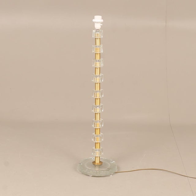 1960s Lamp in Clear Cast Glass and Brass from Nybro Armaturfabrik, Sweden, 1960s For Sale - Image 5 of 5