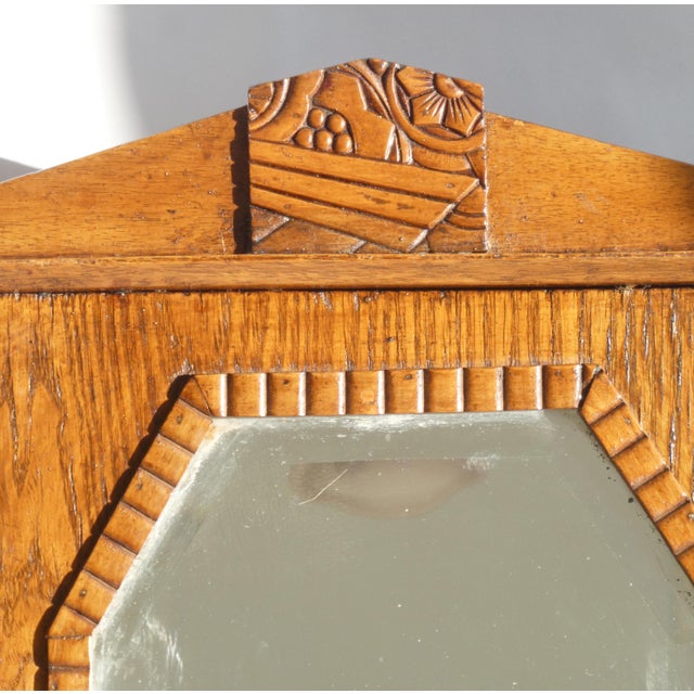 Wood Vintage Art Deco Wooden Wall Cabinet with Mirror, 1920s For Sale - Image 7 of 11
