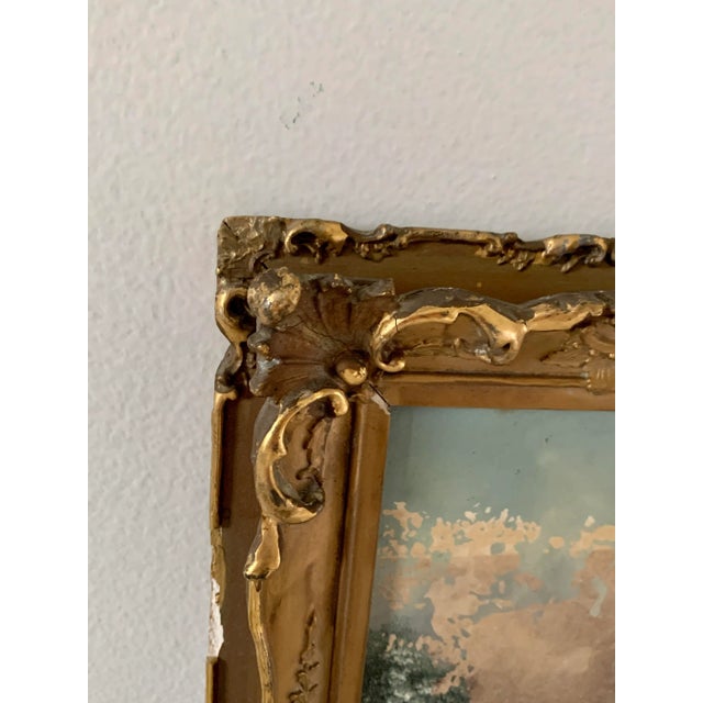 Gold Antique 19th Century Russian Framed Oil on Board Paintings of a Snowball Fight, Pair For Sale - Image 8 of 13