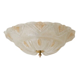 1970s Italian Murano Rugiadoso Glass Flush Mount Ceiling Light For Sale