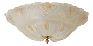 1970s Italian Murano Rugiadoso Glass Flush Mount Ceiling Light
