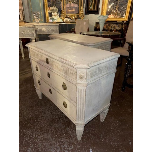 Early 21st Century Pair of Swedish Gustavian Style Chests With Greek Key Design For Sale - Image 5 of 5
